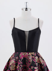 Ball-Gown/Princess Spaghetti Straps Short Jacquard Homecoming Dress