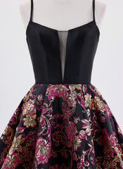 Ball-Gown/Princess Spaghetti Straps Short Jacquard Homecoming Dress