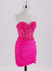 Sheath/Column Sleeveless Short Jersey Homecoming Dress With Appliques Lace