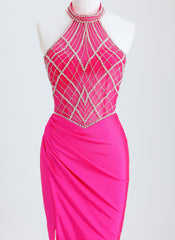 Sheath/Column Halter Short Homecoming Dress With Beading Sequins