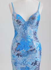 Sheath Spaghetti Straps Short Jacquard Homecoming Dress With Sequins