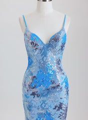 Sheath Spaghetti Straps Short Jacquard Homecoming Dress With Sequins
