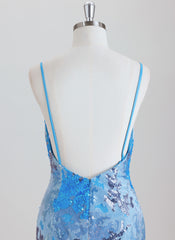 Sheath Spaghetti Straps Short Jacquard Homecoming Dress With Sequins
