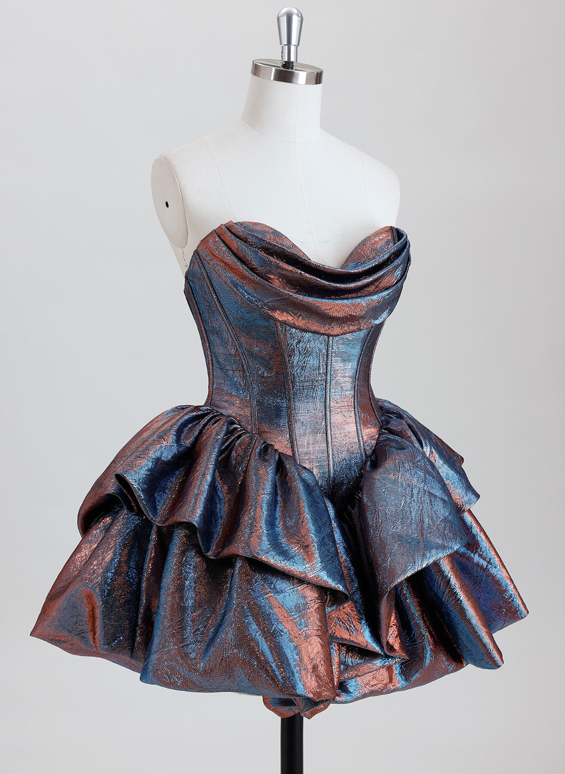 Ball-Gown/Princess Short Mettallic Homecoming Dress With Ruffle