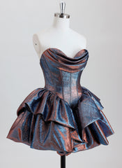 Ball-Gown/Princess Short Mettallic Homecoming Dress With Ruffle