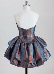 Ball-Gown/Princess Short Mettallic Homecoming Dress With Ruffle