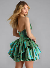 Ball-Gown/Princess Short Mettallic Homecoming Dress With Ruffle