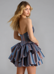 Ball-Gown/Princess Short Mettallic Homecoming Dress With Ruffle
