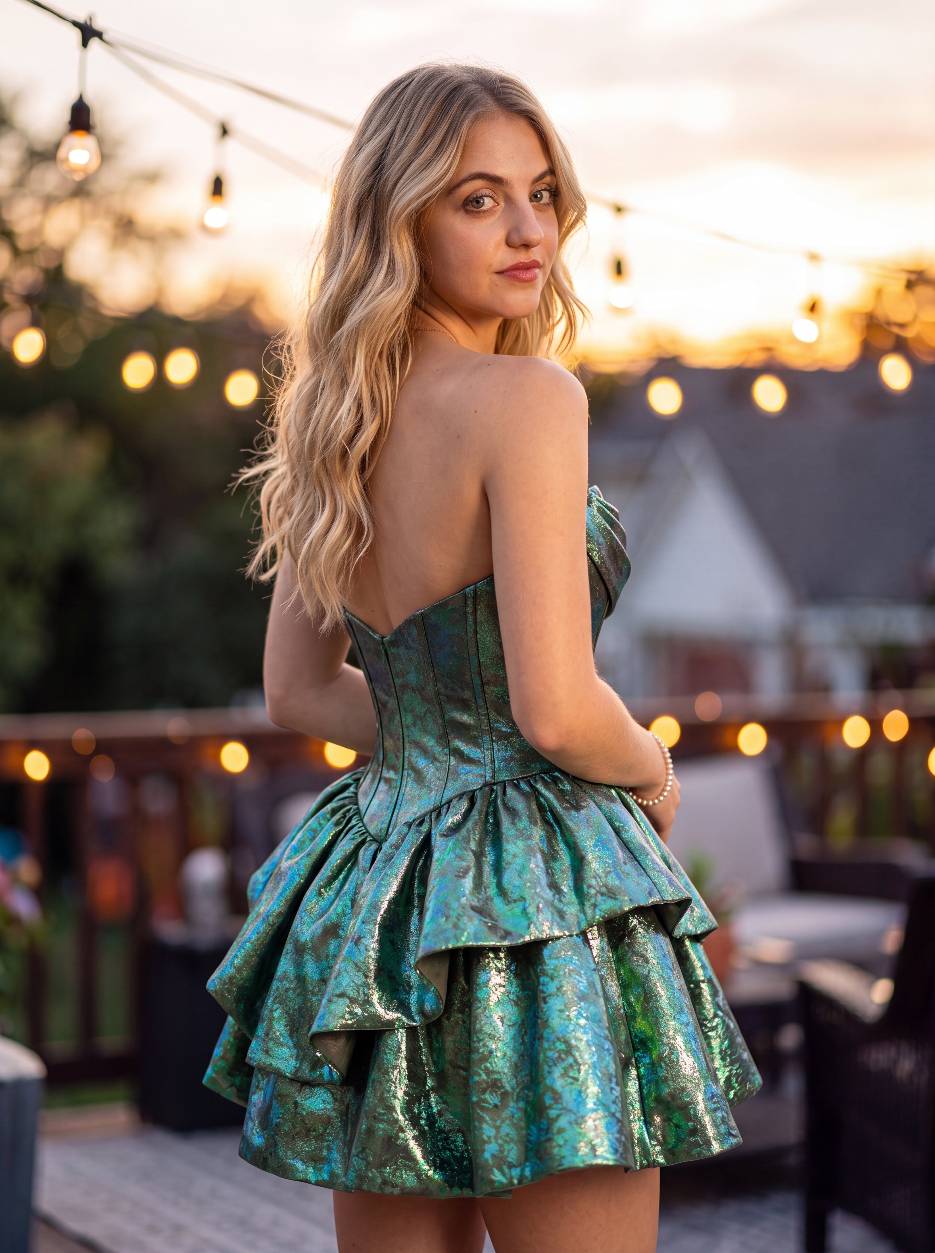 Ball-Gown/Princess Short Mettallic Homecoming Dress With Ruffle