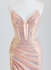 Sheath Short Sequin Blue Homecoming Dress With Sequins