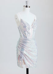 Sheath Short Sequin Homecoming Dress With Sequins