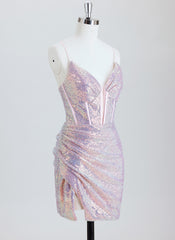 Sheath Short Sequin Homecoming Dress With Sequins