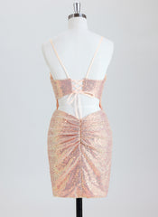 Sheath Short Sequin Blue Homecoming Dress With Sequins
