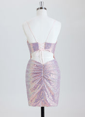 Sheath Short Sequin Homecoming Dress With Sequins