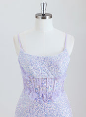 Sheath Spaghetti Straps Short Sequin Homecoming Dress With 3D Floral