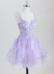 Ball-Gown/Princess Sleeveless Short Tulle Homecoming Dress With Appliques