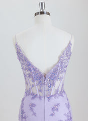 Sheath/Column Spaghetti Straps Short Lace Homecoming Dress With Appliques