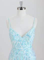 Sheath/Column Spaghetti Straps Short Sequin Homecoming Dress With Sequins