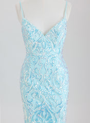 Sheath/Column Spaghetti Straps Short Sequin Homecoming Dress With Sequins