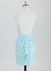Sheath/Column Spaghetti Straps Short Sequin Homecoming Dress With Sequins