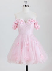 Ball-Gown/Princess  Short Tulle Homecoming Dress With 3D Floral