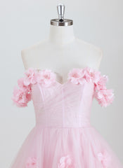 Ball-Gown/Princess  Short Tulle Homecoming Dress With 3D Floral