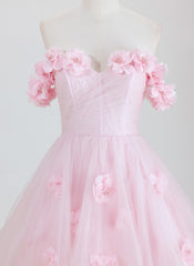 Ball-Gown/Princess  Short Tulle Homecoming Dress With 3D Floral