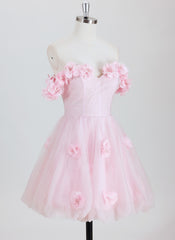Ball-Gown/Princess  Short Tulle Homecoming Dress With 3D Floral