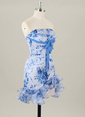 Sheath/Column Sleeveless Short Silky Satin Homecoming Dress With Ruffle