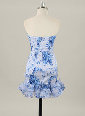 Sheath/Column Sleeveless Short Silky Satin Homecoming Dress With Ruffle