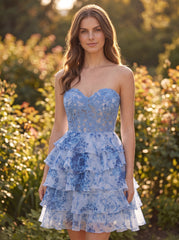 Ball-Gown/Princess Sleeveless Short Organza Homecoming Dress With Ruffle