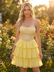 Ball-Gown/Princess Sleeveless Short Chiffon Homecoming Dress With Ruffle
