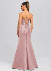 Sheath/Column Cowl Floor-Length Sequin Satin Maxi Dresses With Sequins