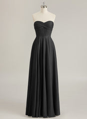 A-line Sweetheart Floor-Length Jersey Prom Dresses With Pleated