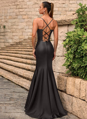 Sheath/Column Sweetheart Floor-Length Jersey Prom Dresses With Rhinestone