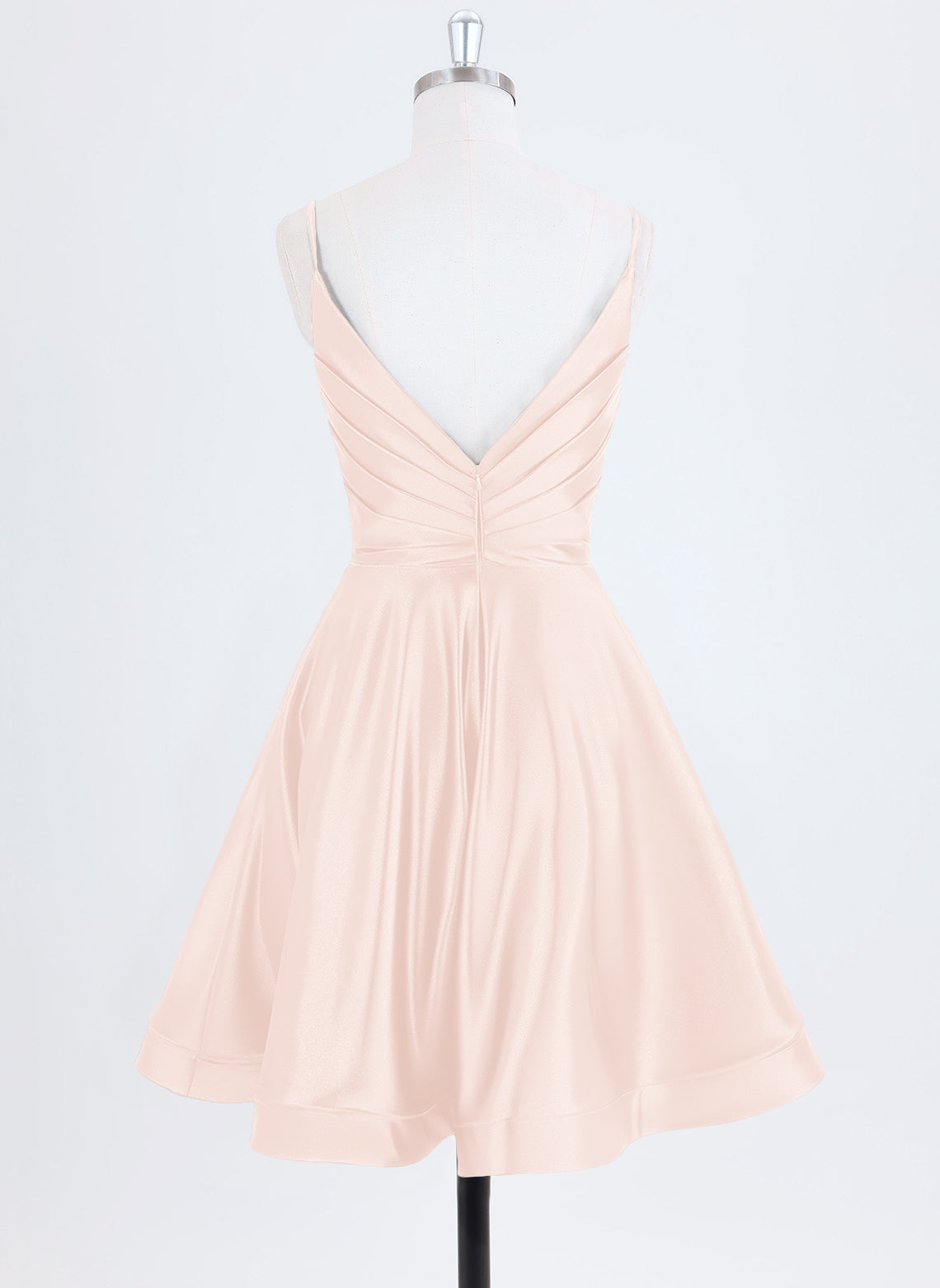 A-line Spaghetti Straps Short Satin Homecoming Dress With Pleated