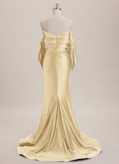 Trumpet/Mermaid Off the Shoulder Sweep Train Jersey Maxi Dresses With Pleated Bow