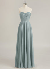 A-line Sweetheart Floor-Length Jersey Prom Dresses With Pleated