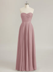 A-line Sweetheart Floor-Length Jersey Prom Dresses With Pleated