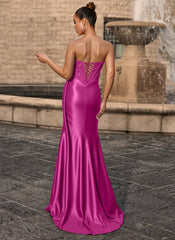 Trumpet/Mermaid Scoop Floor-Length Lace Jersey Prom Dresses With Beading