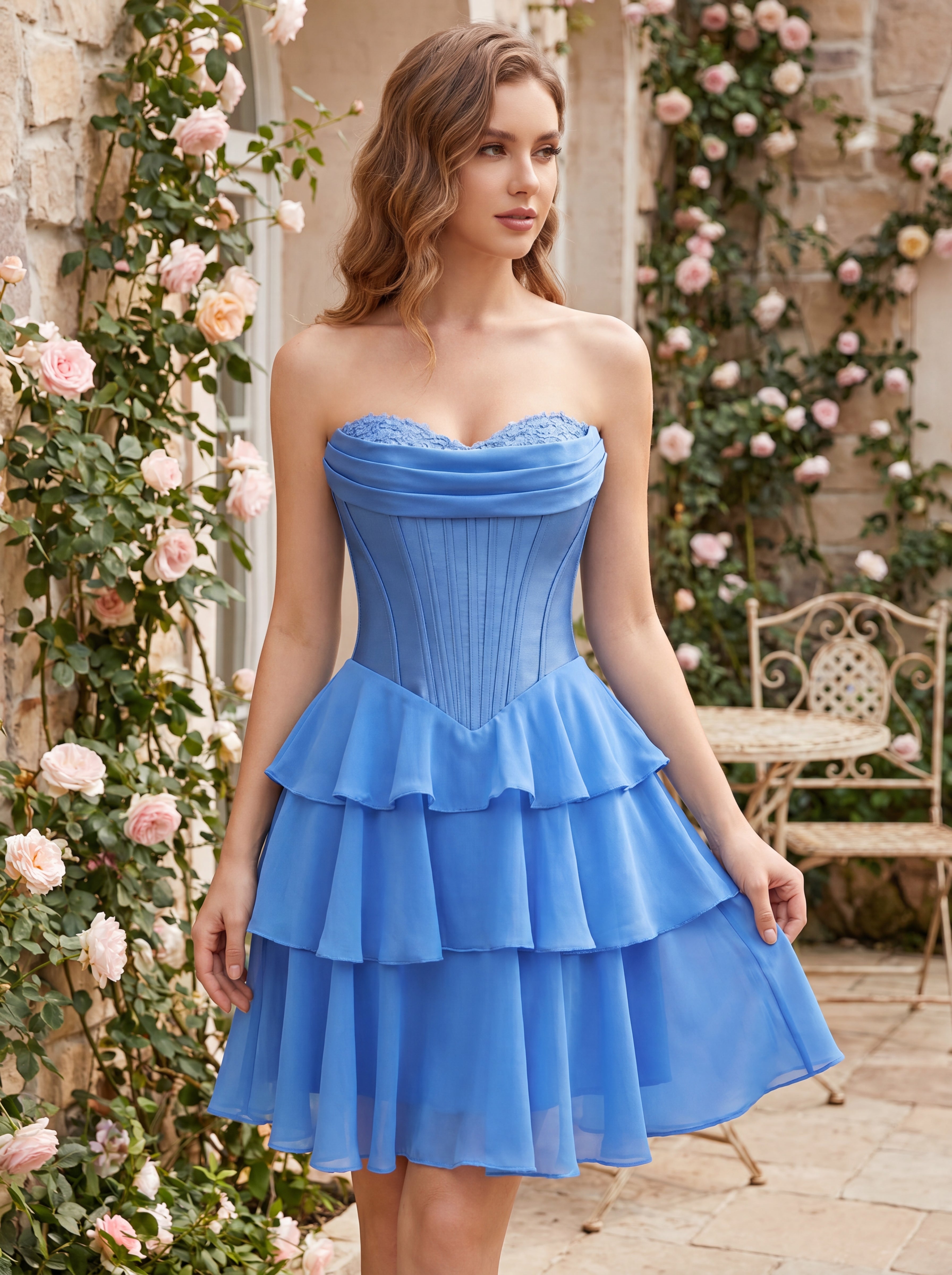Ball-Gown/Princess Sleeveless Short Chiffon Homecoming Dress With Pleated