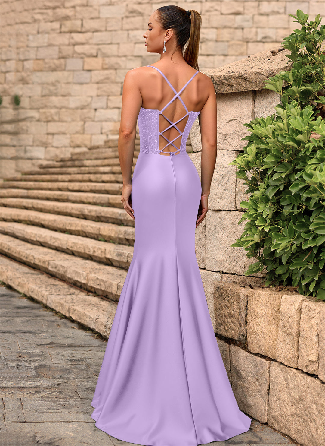 Sheath/Column Sweetheart Floor-Length Jersey Prom Dresses With Rhinestone