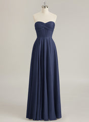 A-line Sweetheart Floor-Length Jersey Prom Dresses With Pleated