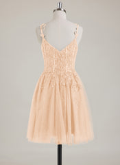 Sleeveless V-Neck Tulle Ball-Gown/Princess Mini Dress