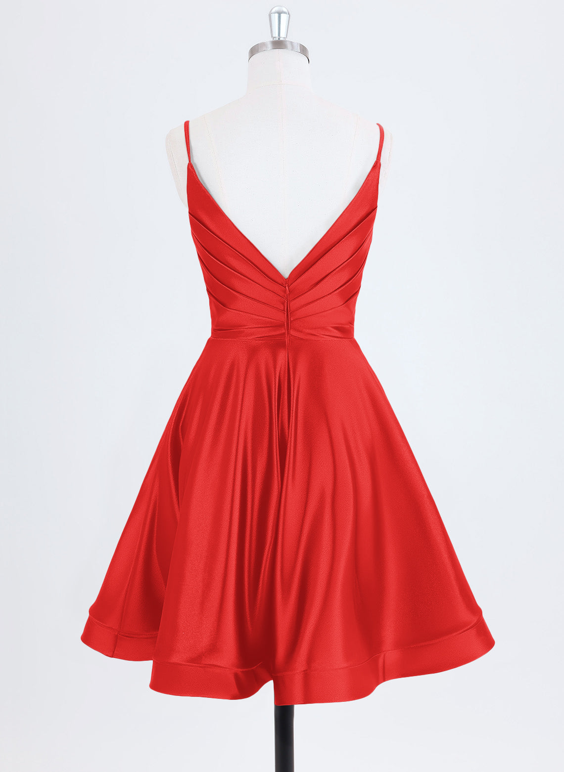 A-line Spaghetti Straps Short Satin Homecoming Dress With Pleated