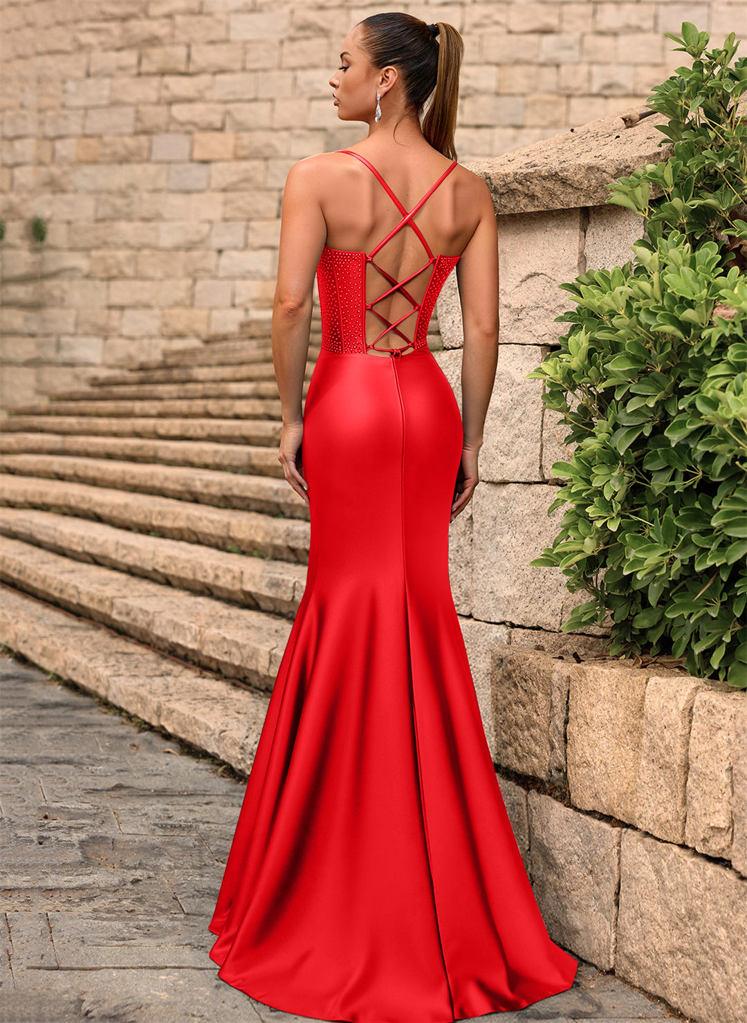Sheath/Column Sweetheart Floor-Length Jersey Prom Dresses With Rhinestone