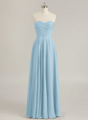 A-line Sweetheart Floor-Length Jersey Prom Dresses With Pleated