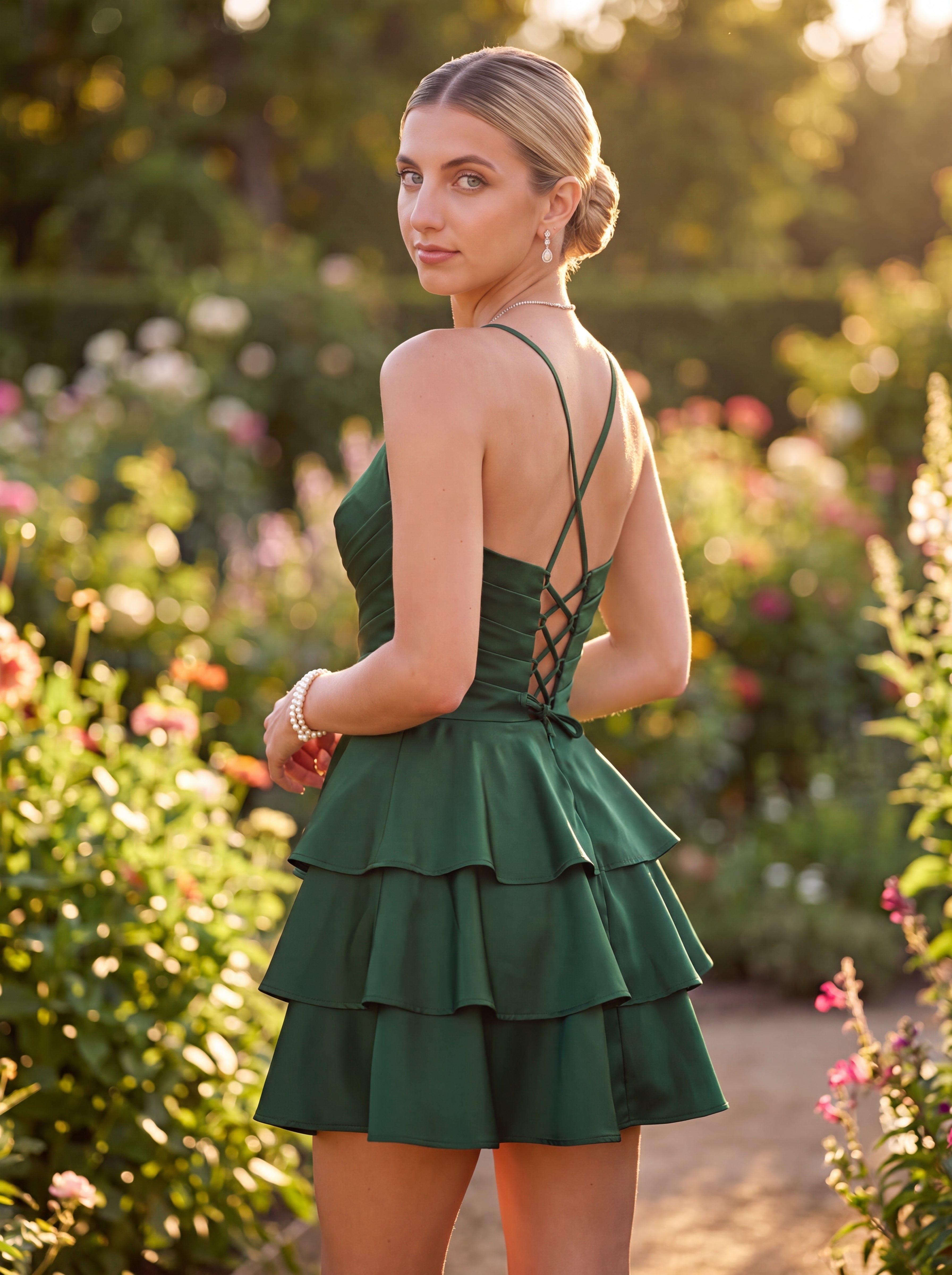 Ball-Gown/Princess Spaghetti Straps Short Satin Homecoming Dress With Pleated