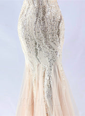 Off The Shoulder Tulle Sequin Mermaid Maxi Dresses