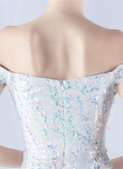 Off The Shoulder Tulle Sequin Mermaid Maxi Dresses